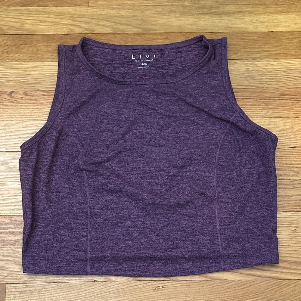 LIVI for Lane Bryant Purple Crop Workout Tank Top